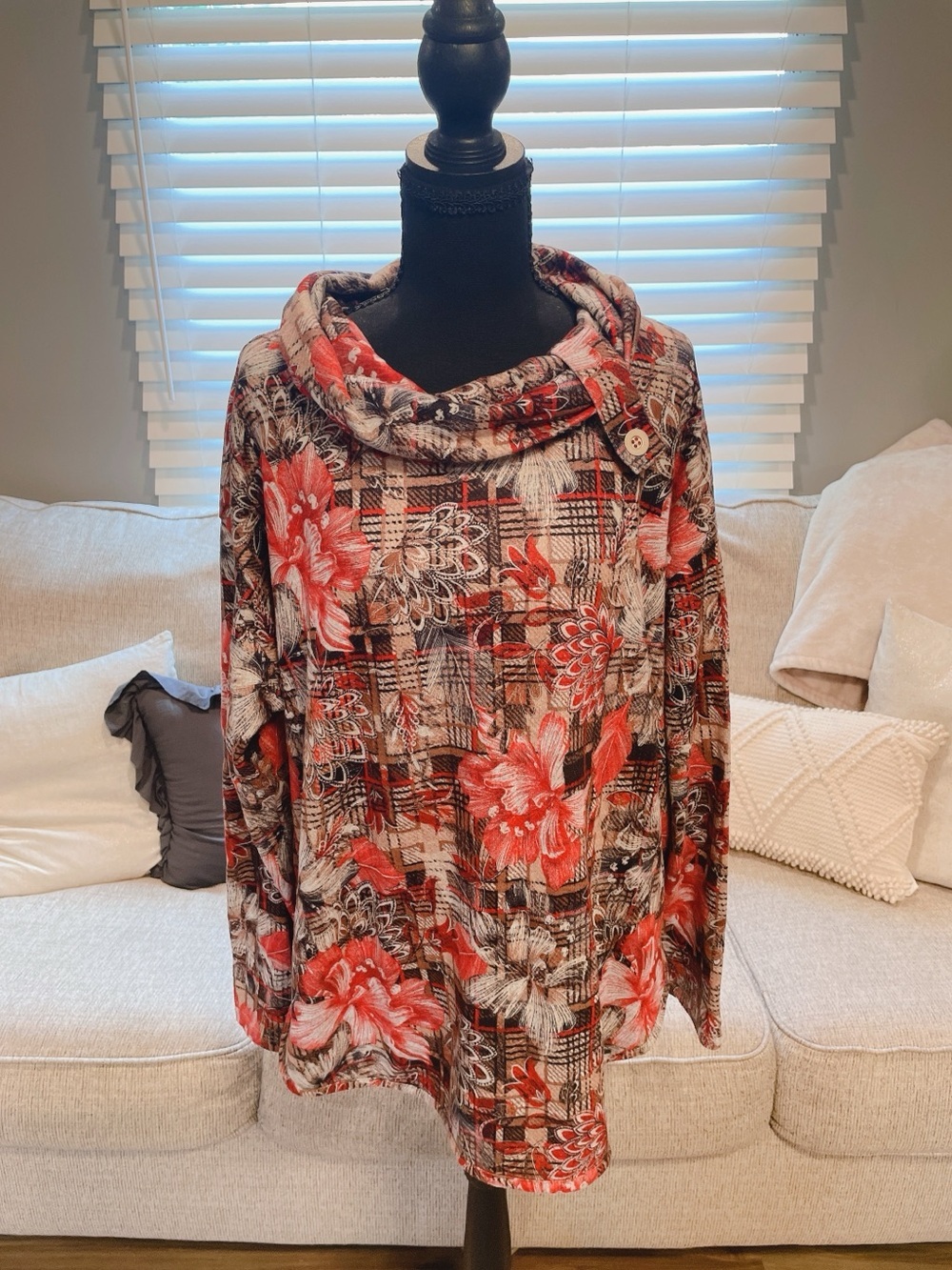Ruby Rd Floral Crowl Neck Lightweight Sweater Size XL